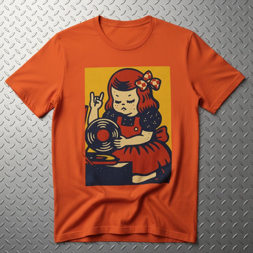 T-Shirt - Retro Vinyl Girl Shirt | Music, Retro & Vintage | Light Fitted - Unisex Bella+Canvas 3001 from SHIRT MONSTERS