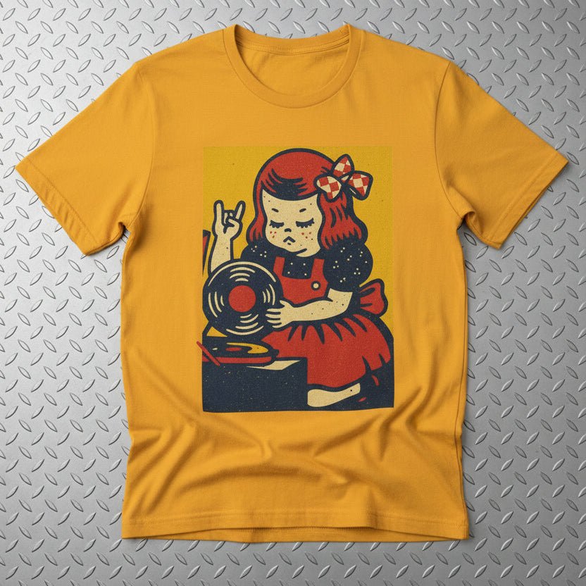 T-Shirt - Retro Vinyl Girl Shirt | Music, Retro & Vintage | Light Fitted - Unisex Bella+Canvas 3001 from SHIRT MONSTERS