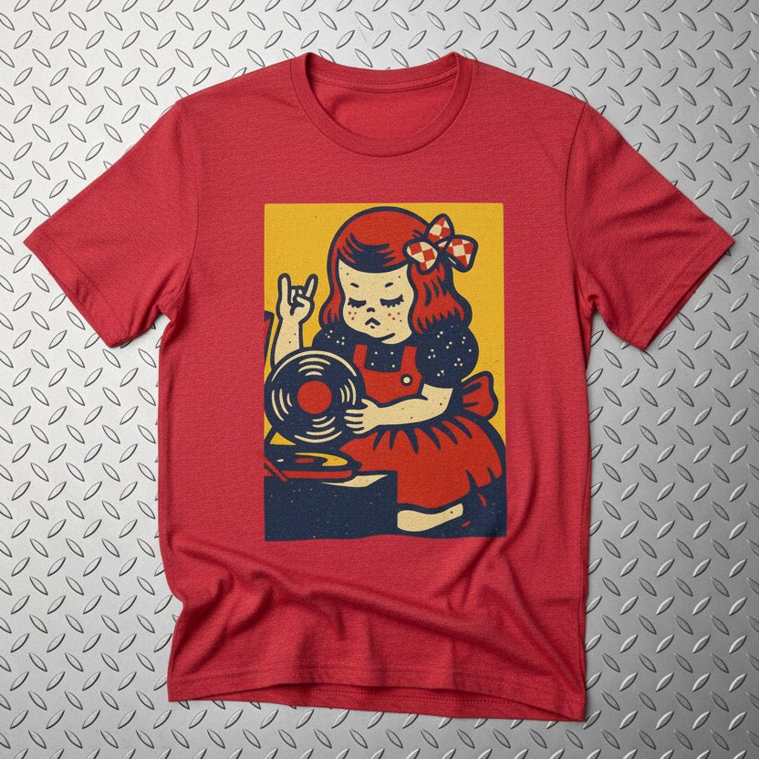 T-Shirt - Retro Vinyl Girl Shirt | Music, Retro & Vintage | Light Fitted - Unisex Bella+Canvas 3001 from SHIRT MONSTERS