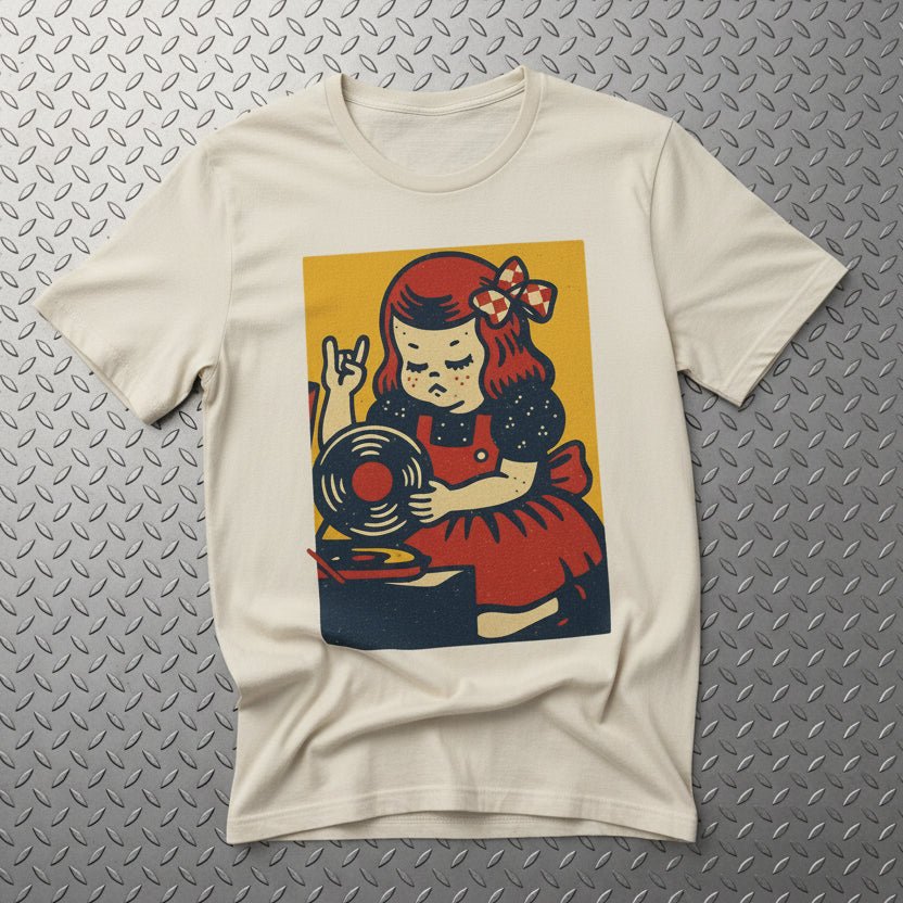 T-Shirt - Retro Vinyl Girl Shirt | Music, Retro & Vintage | Light Fitted - Unisex Bella+Canvas 3001 from SHIRT MONSTERS