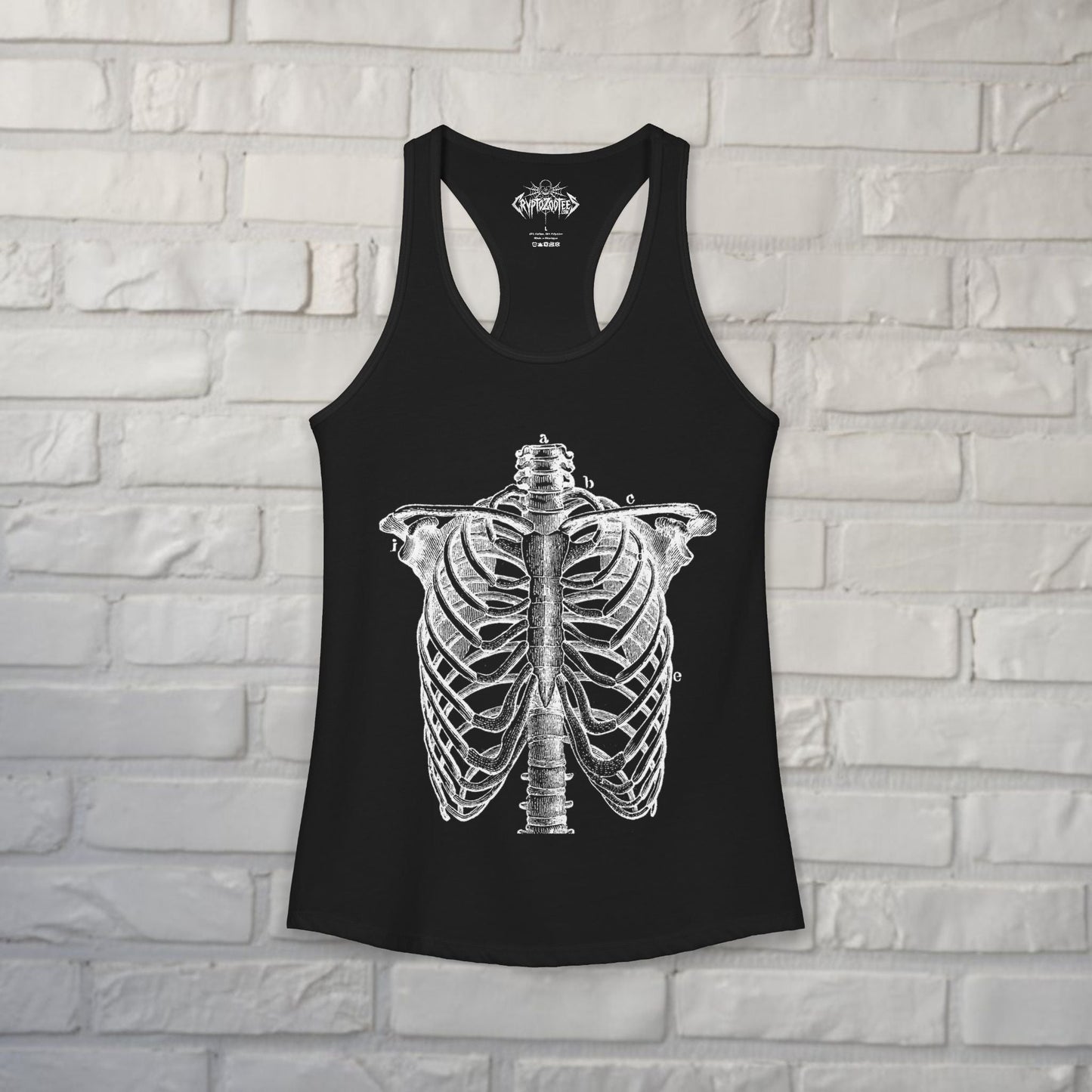 Tank Top - Ribcage Tank Top | Skulls & Skeletons | Ladies Racerback Tank Top - Next Level 1533 from Crypto Zoo Tees