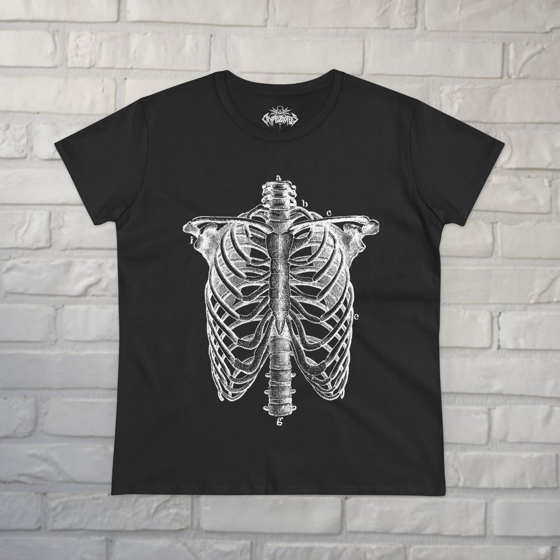 T-Shirt - Ribcage Tee | Skulls & Skeletons | Ladies Tee - Gildan 5000L from Crypto Zoo Tees