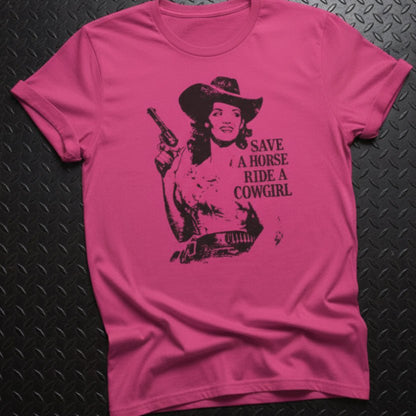 T-Shirt - Ride A Cowgirl Shirt MANY COLORS | Unisex Heavy Cotton - Gildan 5000 | Funny | Rockabilly from Crypto Zoo Tees