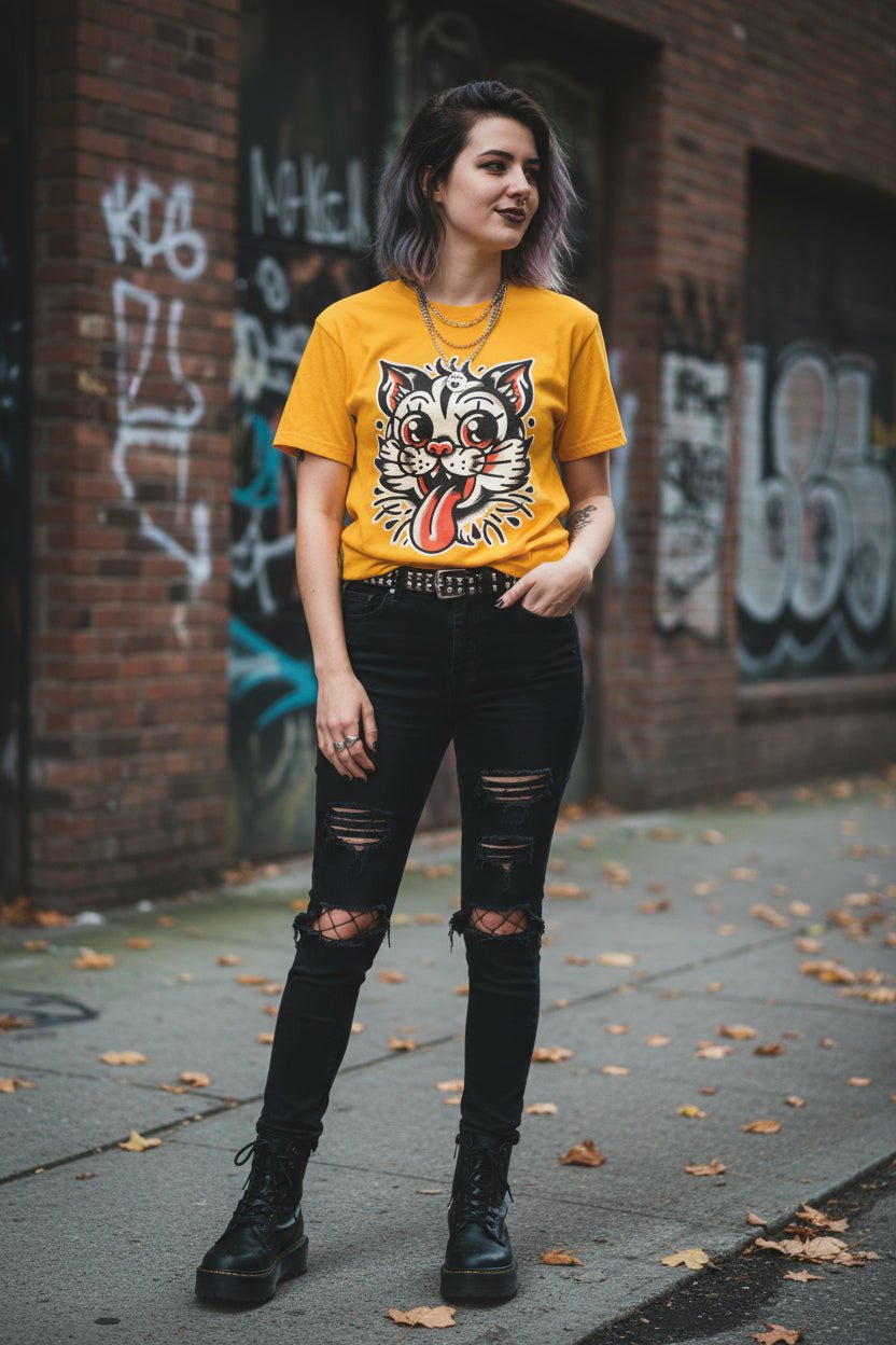 T-Shirt - Rockabilly Cat Shirt | Cats, Retro & Vintage | Light Fitted - Unisex Bella+Canvas 3001 | Rockabilly from SHIRT MONSTERS