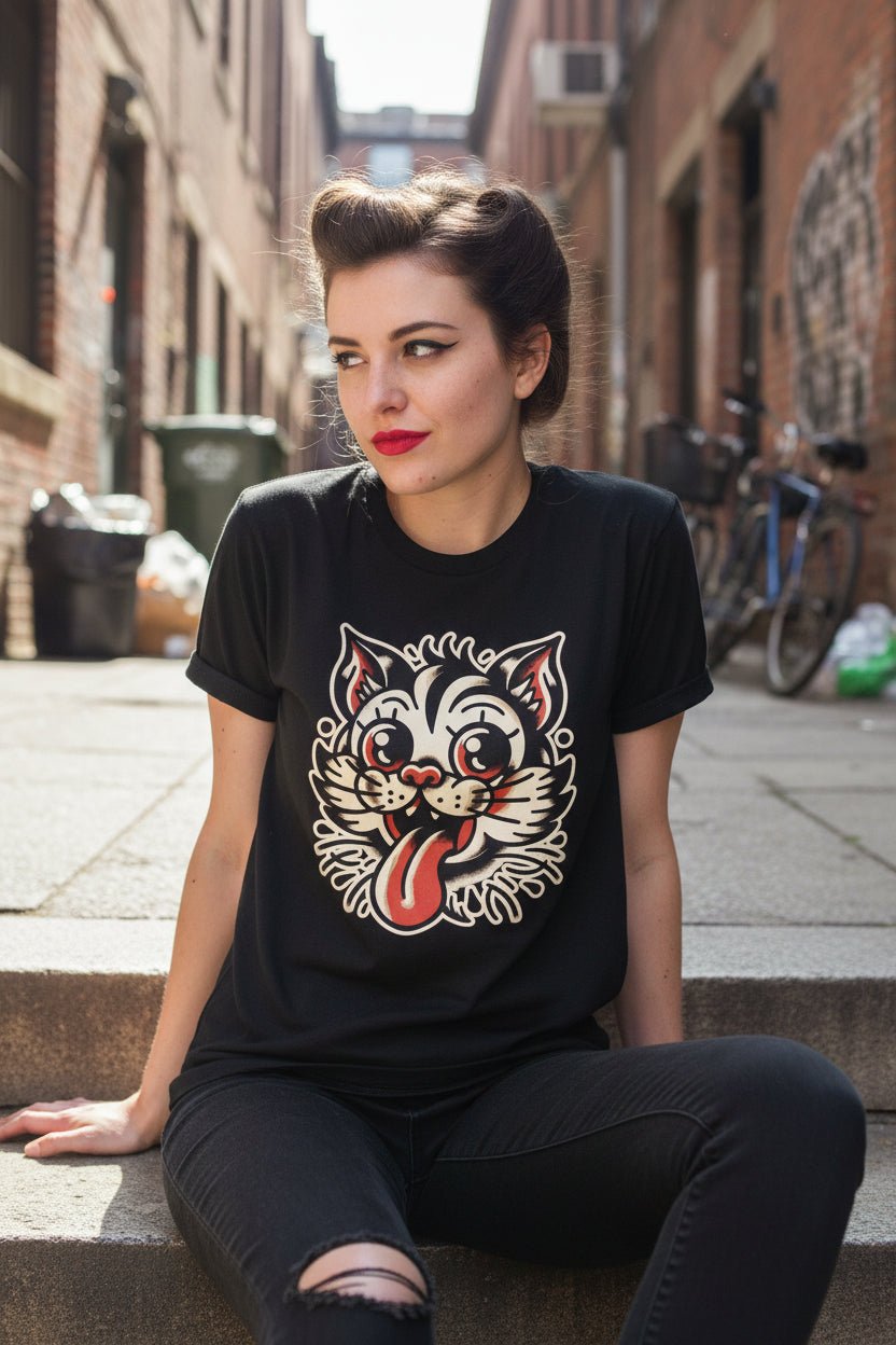 T-Shirt - Rockabilly Cat Shirt | Cats, Retro & Vintage | Light Fitted - Unisex Bella+Canvas 3001 | Rockabilly from SHIRT MONSTERS