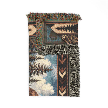Home Decor - Rustic Bigfoot Blanket | Cabin Throw | Woven Cotton Throw | Bigfoot, Cryptids from Crypto Zoo Tees