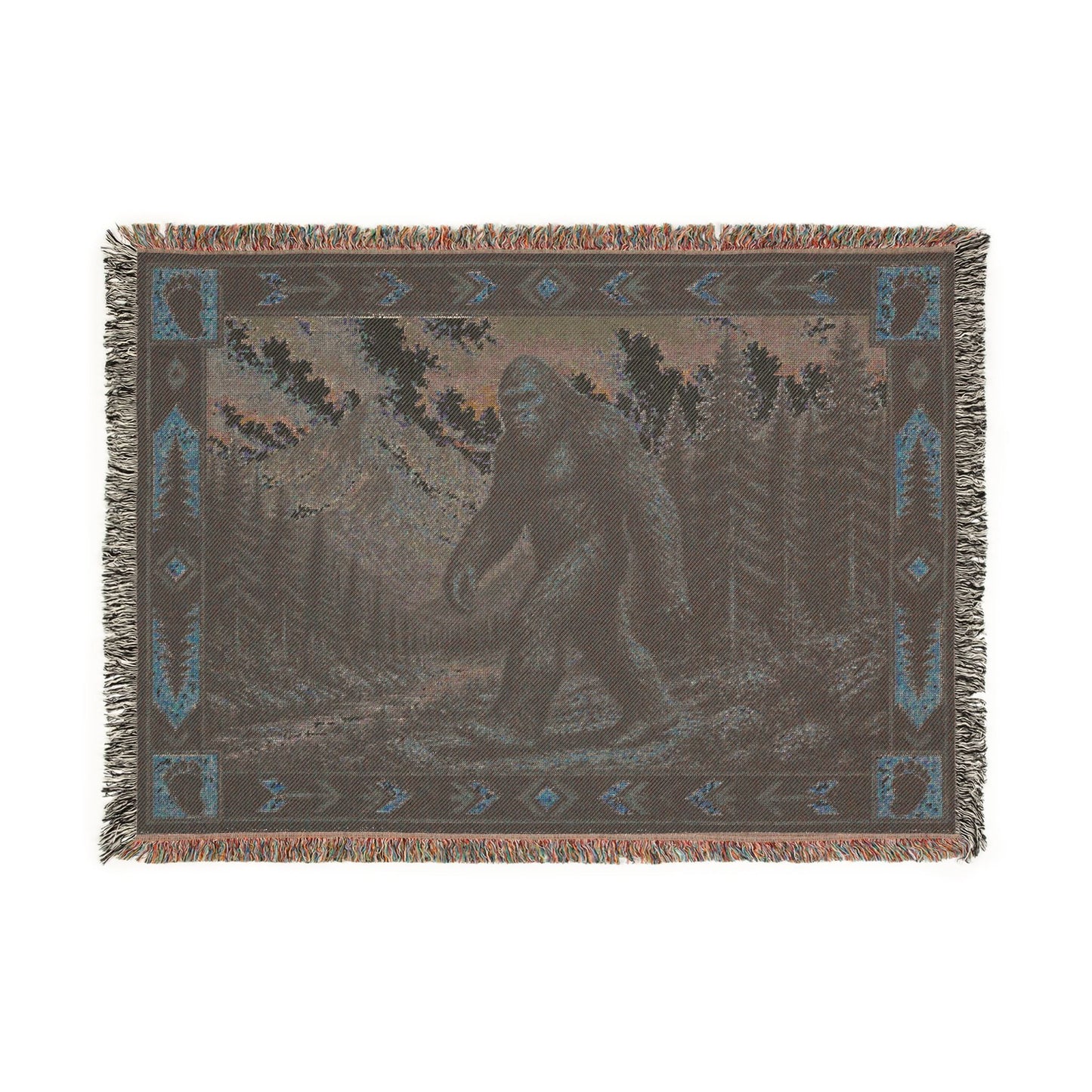 Home Decor - Rustic Bigfoot Blanket | Cabin Throw | Woven Cotton Throw | Bigfoot, Cryptids from Crypto Zoo Tees