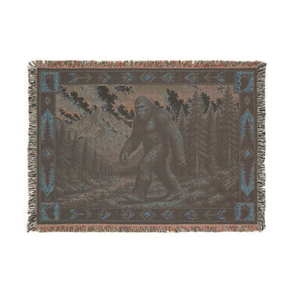 Home Decor - Rustic Bigfoot Blanket | Cabin Throw | Woven Cotton Throw | Bigfoot, Cryptids from Crypto Zoo Tees