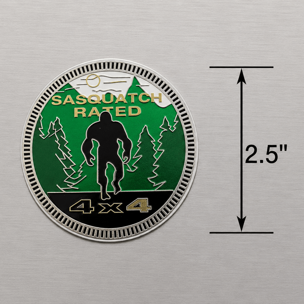 - Sasquatch Rated 4x4 Sticker | Metallic 3d Plastic Sticker | Bigfoot | Cryptids | Retro & Vintage from SHIRT MONSTERS