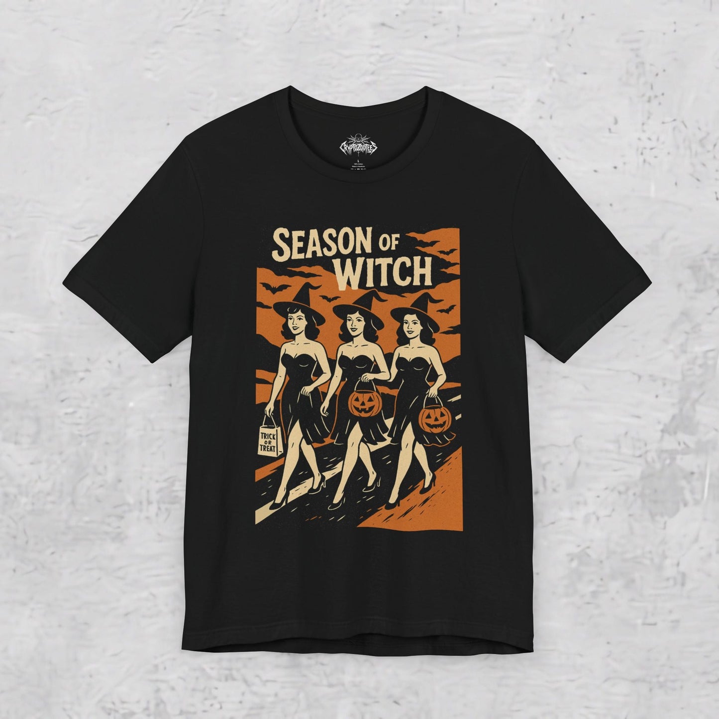 T-Shirt - Season of the Witch | Unisex T-shirt (Bella+Canvas 3001) | Halloween, Spiritual | Goth/Gothic, Retro &amp; Vintage from Crypto Zoo Tees