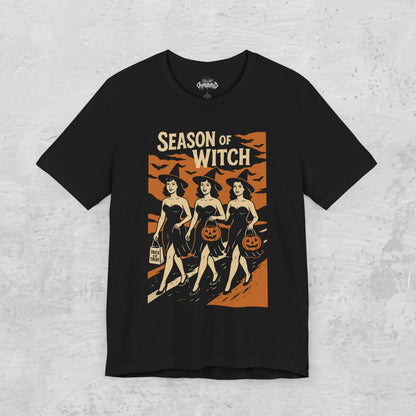 T-Shirt - Season of the Witch | Unisex T-shirt (Bella+Canvas 3001) | Halloween, Spiritual | Goth/Gothic, Retro &amp; Vintage from Crypto Zoo Tees