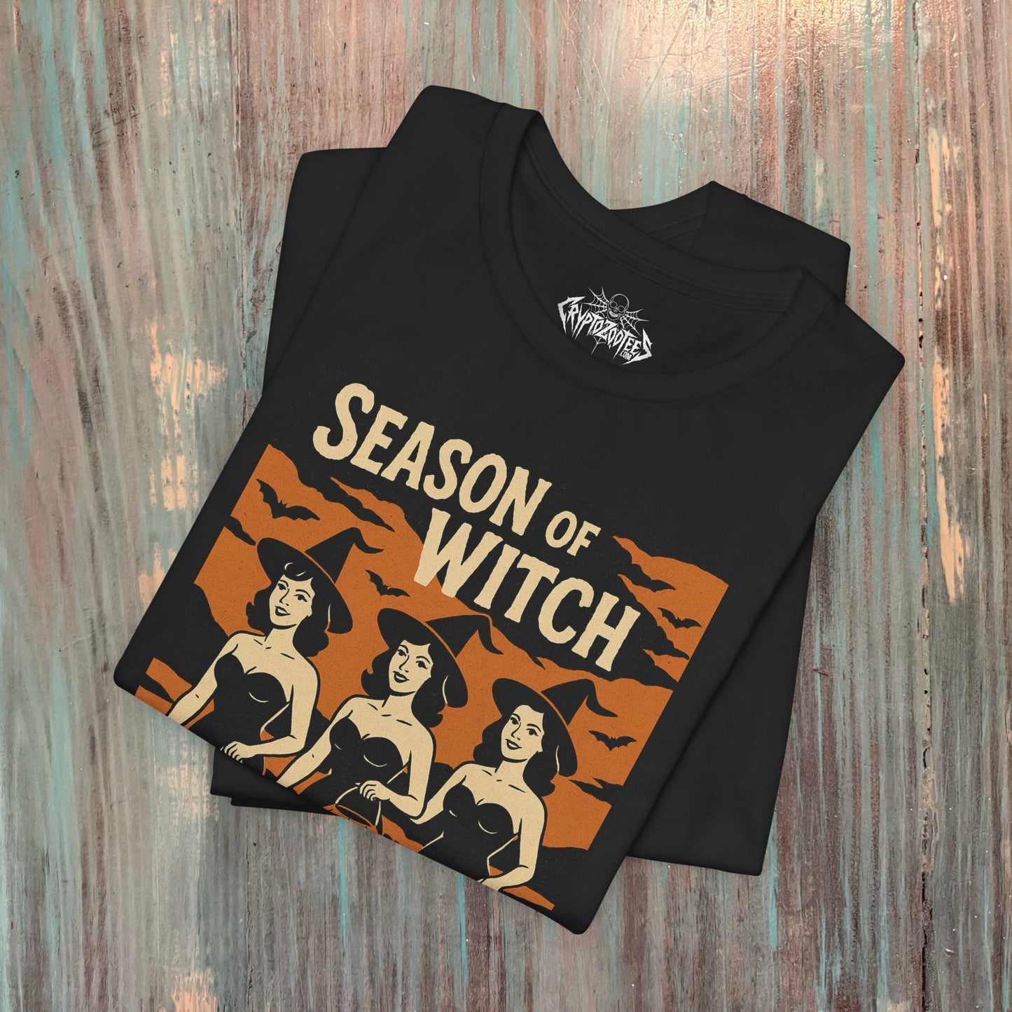 T-Shirt - Season of the Witch | Unisex T-shirt (Bella+Canvas 3001) | Halloween, Spiritual | Goth/Gothic, Retro &amp; Vintage from Crypto Zoo Tees