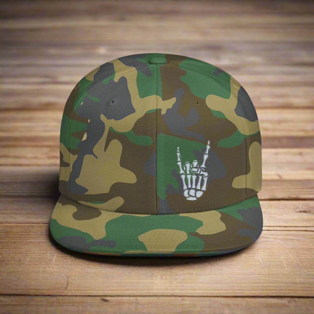 Hats - Skeleton Metal Devil Horn Fingers | Hats &amp; Beanies | Skulls &amp; Skeletons, Metal | Metal from Crypto Zoo Tees