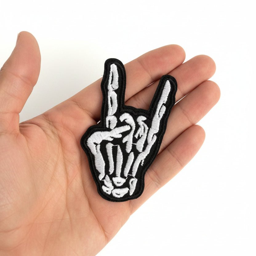 - Skeleton Rock Hand Patch | Iron On Patch | Music, Skulls & Skeletons | Punk from SHIRT MONSTERS