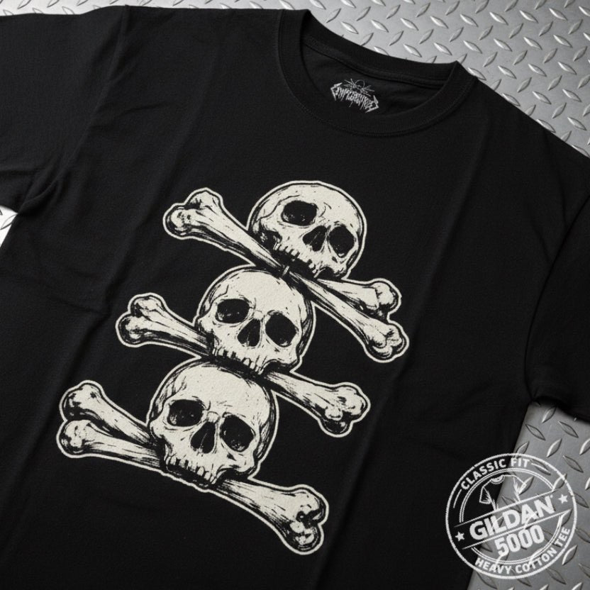 T-Shirt - Skull Crossbones Punk Shirt | Unisex Heavy Cotton - Gildan 5000 | Skulls & Skeletons, Horror | Goth/Gothic, Punk from Crypto Zoo Tees