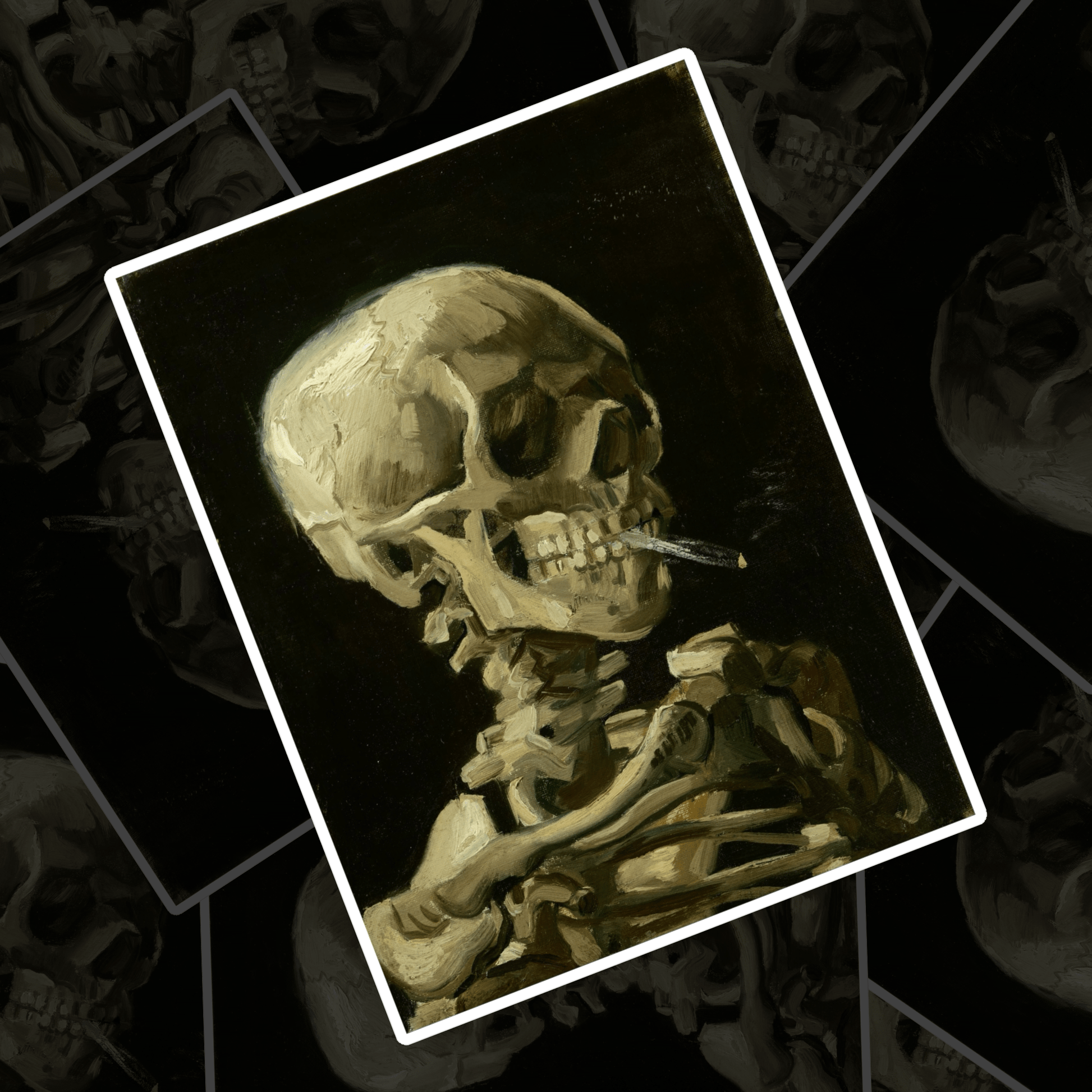 Paper products - Skull Smoking Sticker | Art & Artists, Skulls & Skeletons | Goth from Crypto Zoo Tees