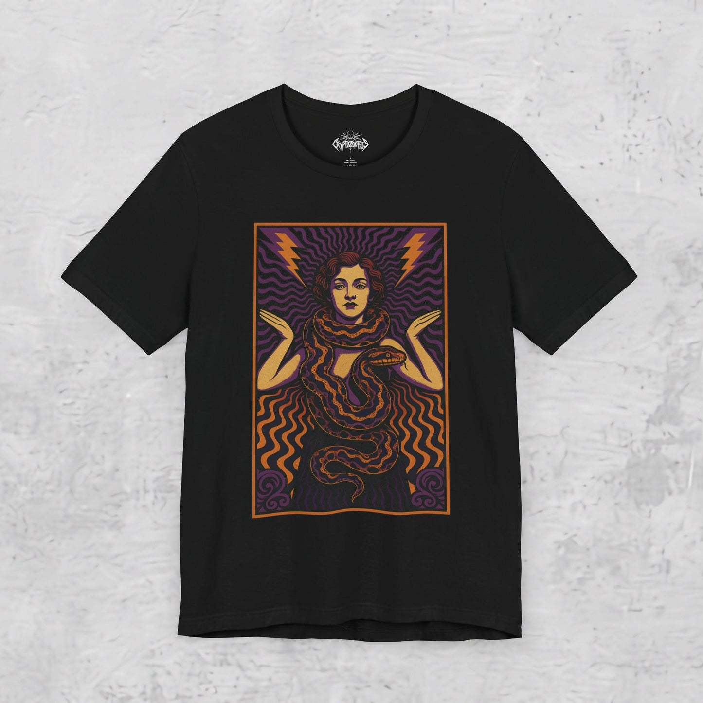 T-Shirt - Snake Lady Freakshow | Unisex T-shirt (Bella+Canvas 3001) | Horror, Art Artists | Retro Vintage, Psychedelic from Crypto Zoo Tees