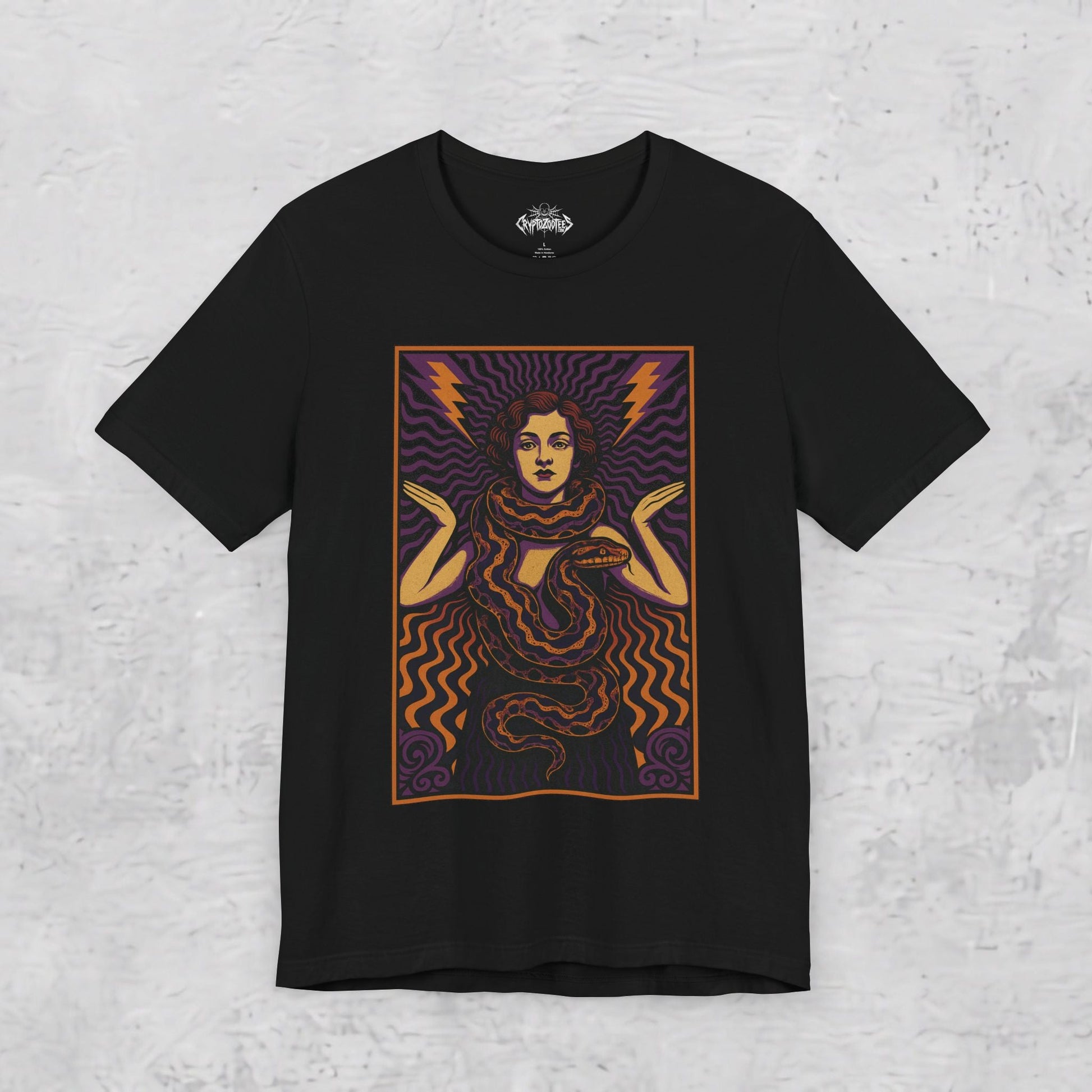 T-Shirt - Snake Lady Freakshow | Unisex T-shirt (Bella+Canvas 3001) | Horror, Art Artists | Retro Vintage, Psychedelic from Crypto Zoo Tees
