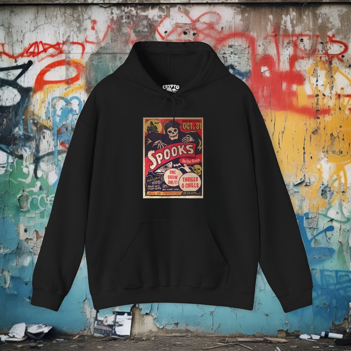 T-Shirt - Spooks On Stage | Halloween, Retro & Vintage | Unisex Shirt, Ladies Tee, Tank Top, Long Sleeve, Sweatshirt, Hoodie from Crypto Zoo Tees