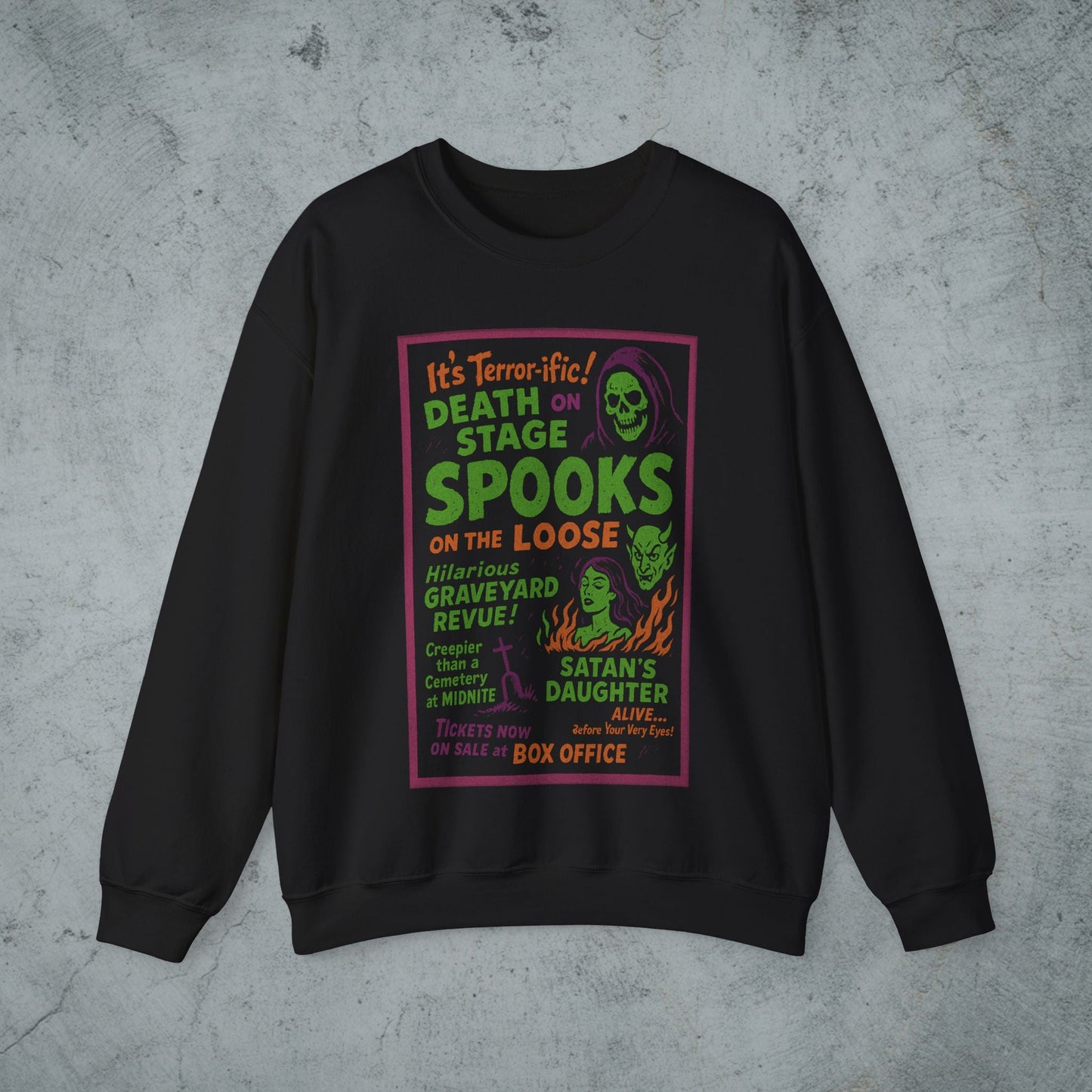 T-Shirt - Spookshow | Halloween, Retro & Vintage | Unisex Shirt, Ladies Tee, Tank Top, Long Sleeve, Sweatshirt, Hoodie from Crypto Zoo Tees