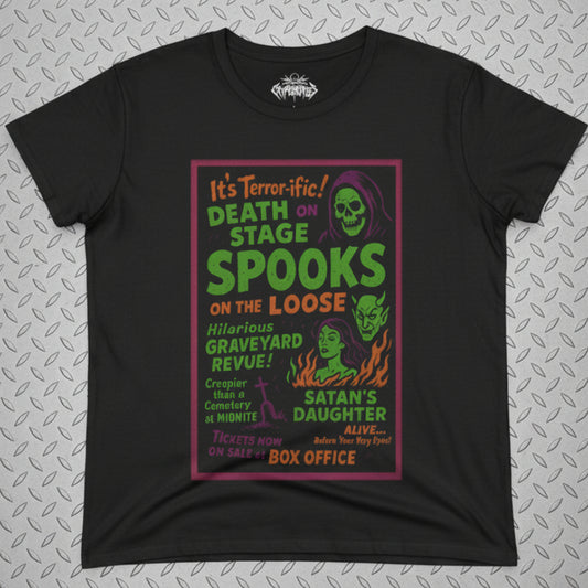T-Shirt - Spookshow | Halloween, Retro & Vintage | Unisex Shirt, Ladies Tee, Tank Top, Long Sleeve, Sweatshirt, Hoodie from Crypto Zoo Tees