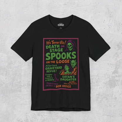 T-Shirt - Spookshow | Halloween, Retro & Vintage | Unisex Shirt, Ladies Tee, Tank Top, Long Sleeve, Sweatshirt, Hoodie from Crypto Zoo Tees