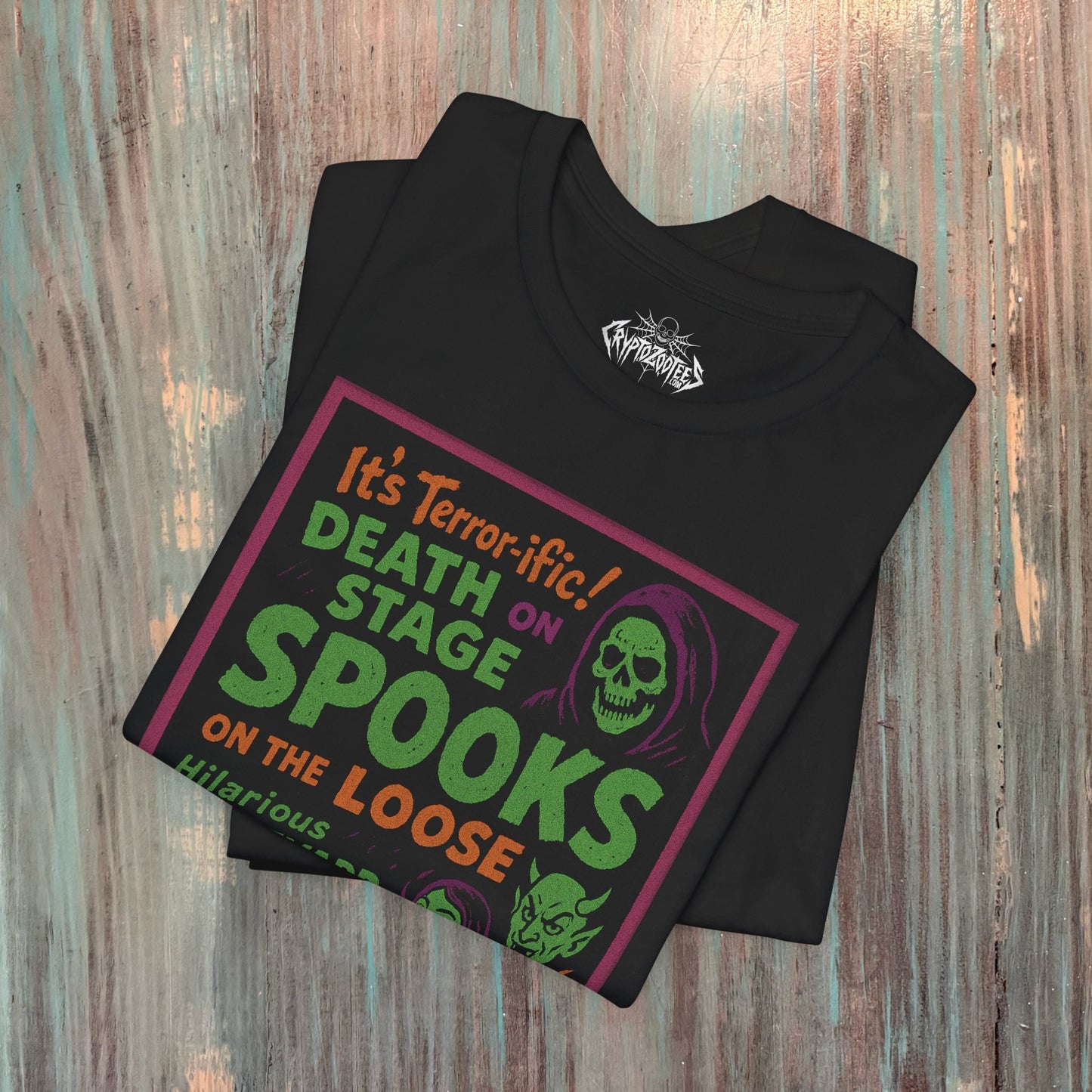 T-Shirt - Spookshow | Halloween, Retro & Vintage | Unisex Shirt, Ladies Tee, Tank Top, Long Sleeve, Sweatshirt, Hoodie from Crypto Zoo Tees