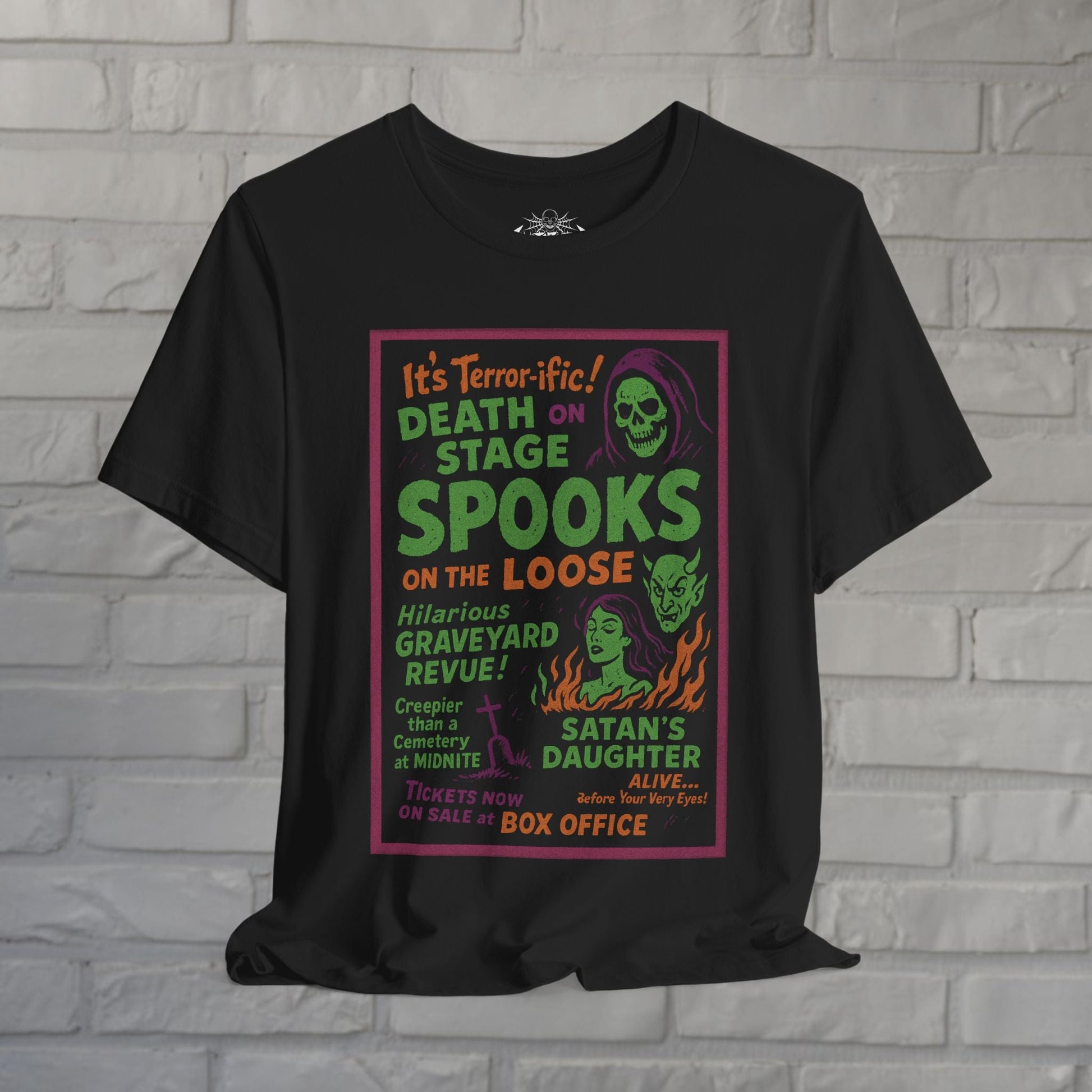 T-Shirt - Spookshow | Halloween, Retro & Vintage | Unisex Shirt, Ladies Tee, Tank Top, Long Sleeve, Sweatshirt, Hoodie from Crypto Zoo Tees