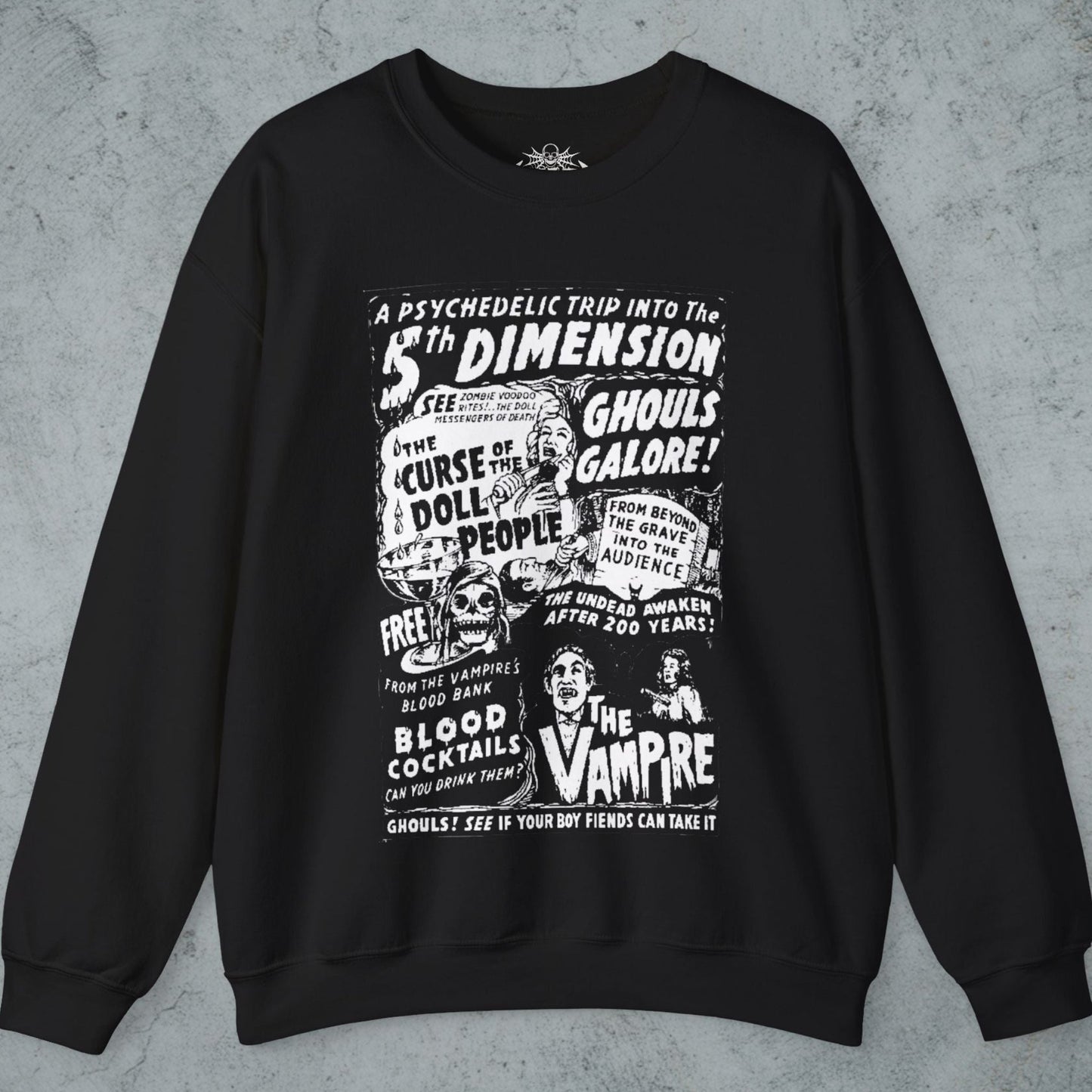 Sweatshirt - Spookshow Poster Halloween | Unisex Crewneck Sweatshirt | Halloween, Horror from SHIRT MONSTERS