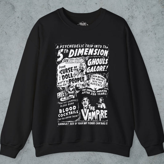 Sweatshirt - Spookshow Poster Halloween | Unisex Crewneck Sweatshirt | Halloween, Horror from SHIRT MONSTERS