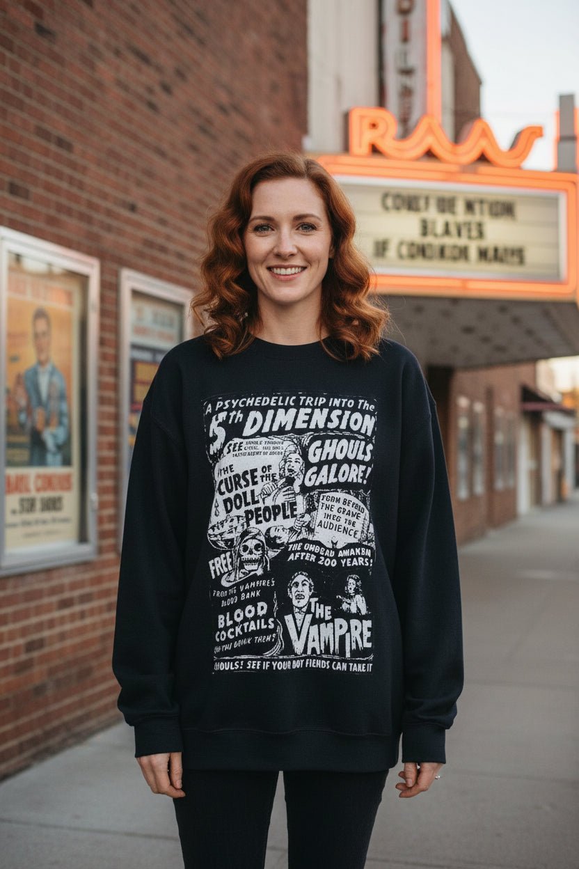 Sweatshirt - Spookshow Poster Halloween | Unisex Crewneck Sweatshirt | Halloween, Horror from SHIRT MONSTERS