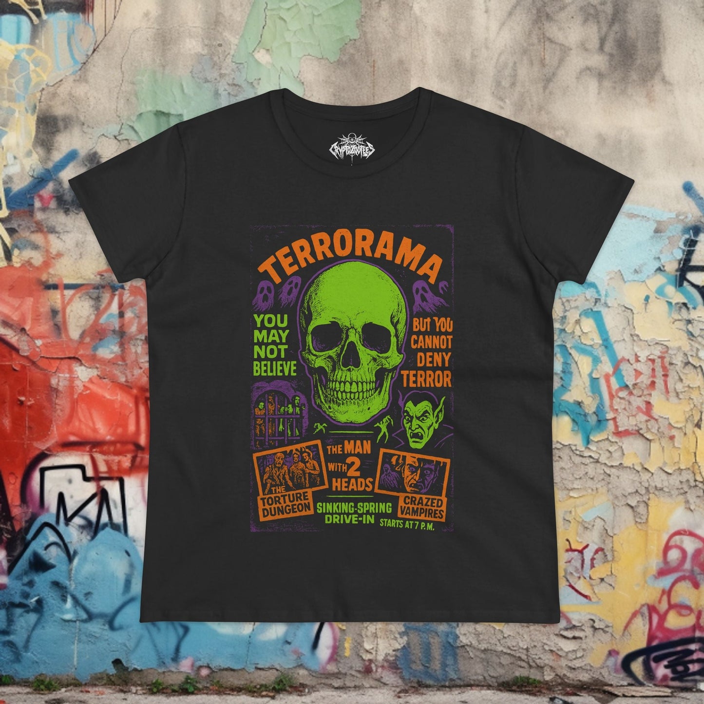 T-Shirt - Spookshow Terrorama Apparel | T-shirt, Sweatshirt, Hoodie, Tank | Halloween, Ghosts & Paranormal | Retro & Vintage from Crypto Zoo Tees