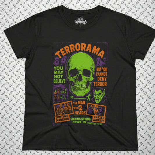 T-Shirt - Spookshow Terrorama Apparel | T-shirt, Sweatshirt, Hoodie, Tank | Halloween, Ghosts & Paranormal | Retro & Vintage from Crypto Zoo Tees