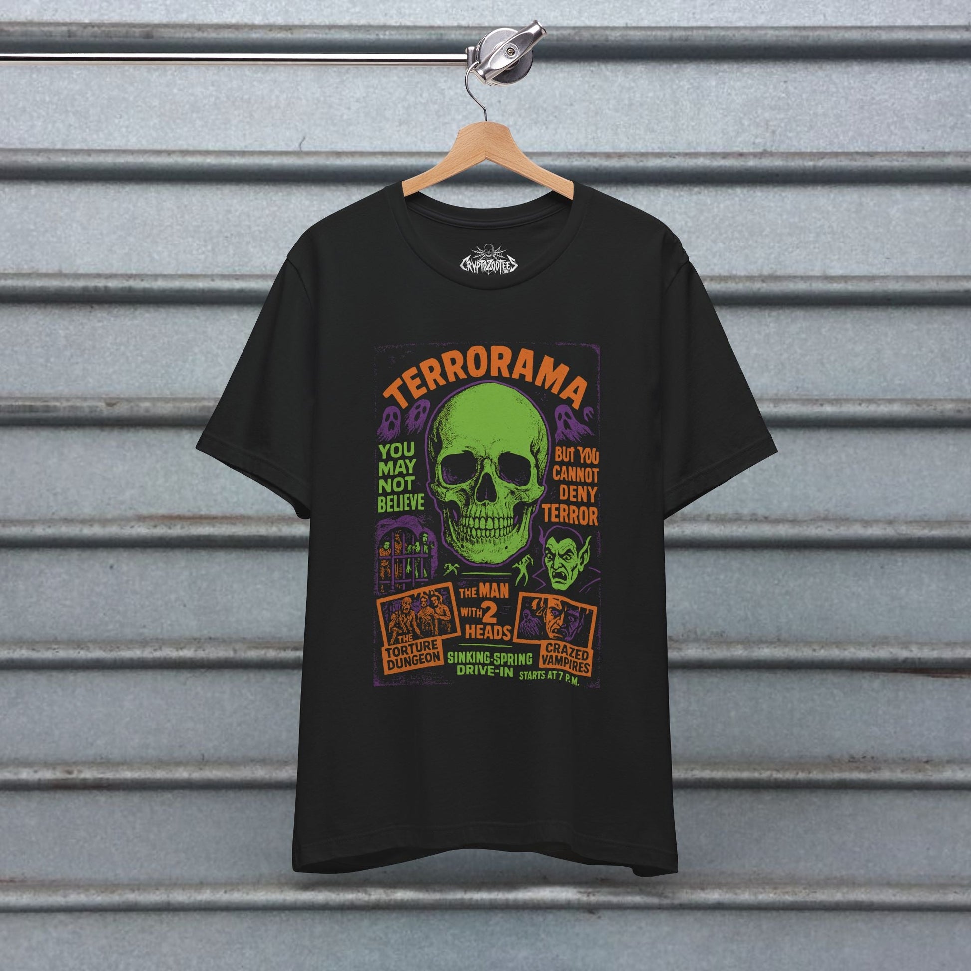 T-Shirt - Spookshow Terrorama Apparel | T-shirt, Sweatshirt, Hoodie, Tank | Halloween, Ghosts & Paranormal | Retro & Vintage from Crypto Zoo Tees