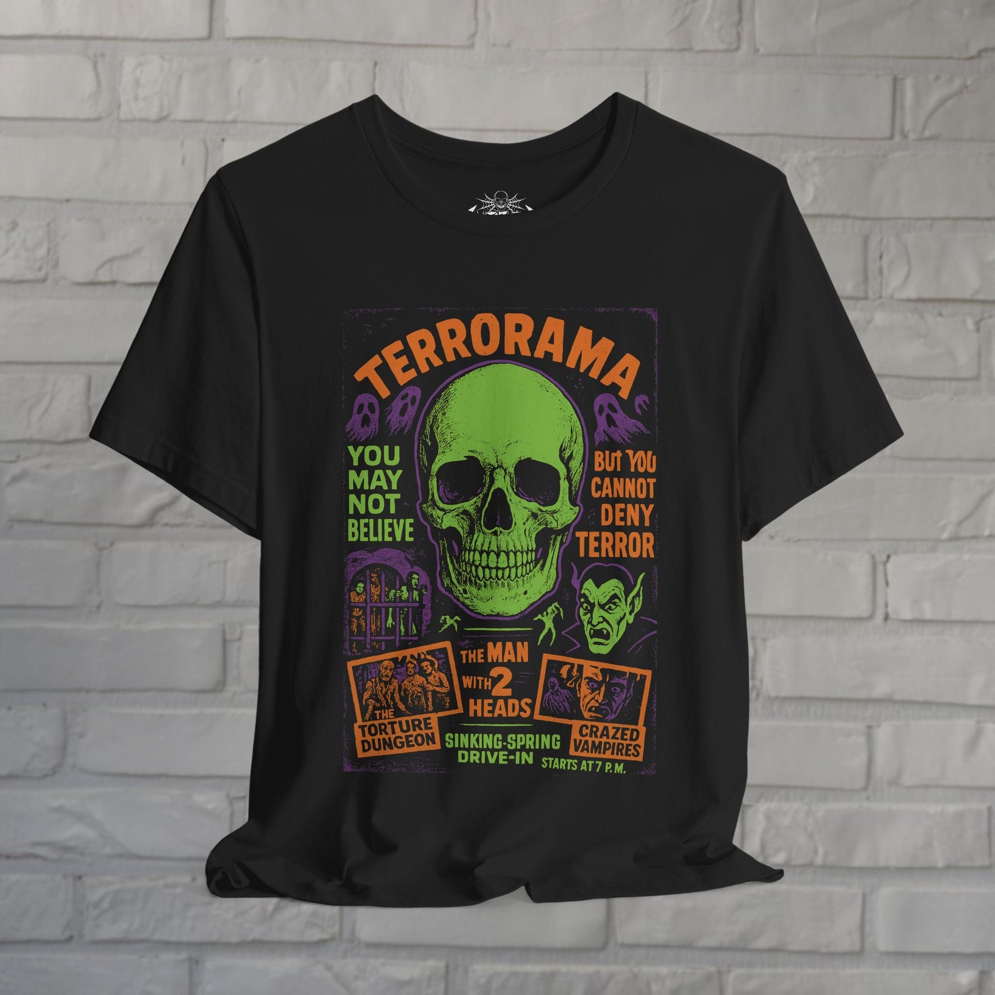T-Shirt - Spookshow Terrorama Apparel | T-shirt, Sweatshirt, Hoodie, Tank | Halloween, Ghosts & Paranormal | Retro & Vintage from Crypto Zoo Tees