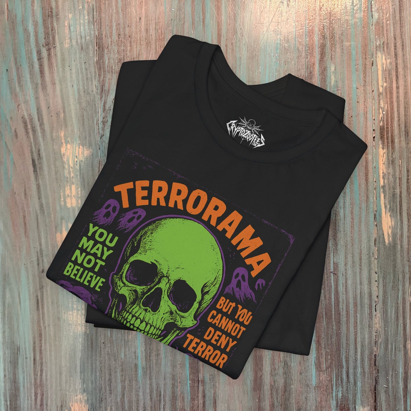 T-Shirt - Spookshow Terrorama Apparel | T-shirt, Sweatshirt, Hoodie, Tank | Halloween, Ghosts & Paranormal | Retro & Vintage from Crypto Zoo Tees