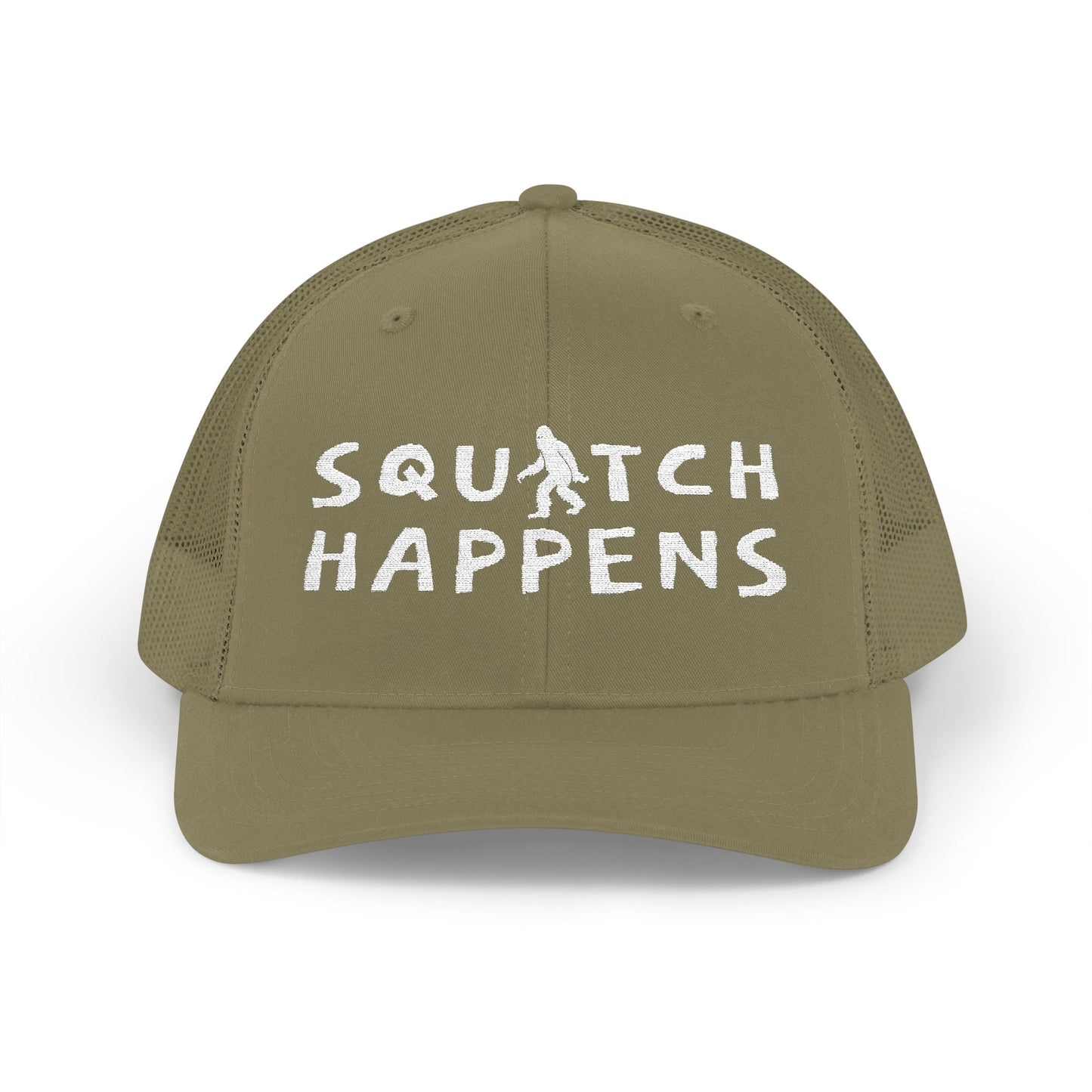 Hats - Squatch Happens Hat | Trucker Cap | Bigfoot, Funny from Crypto Zoo Tees