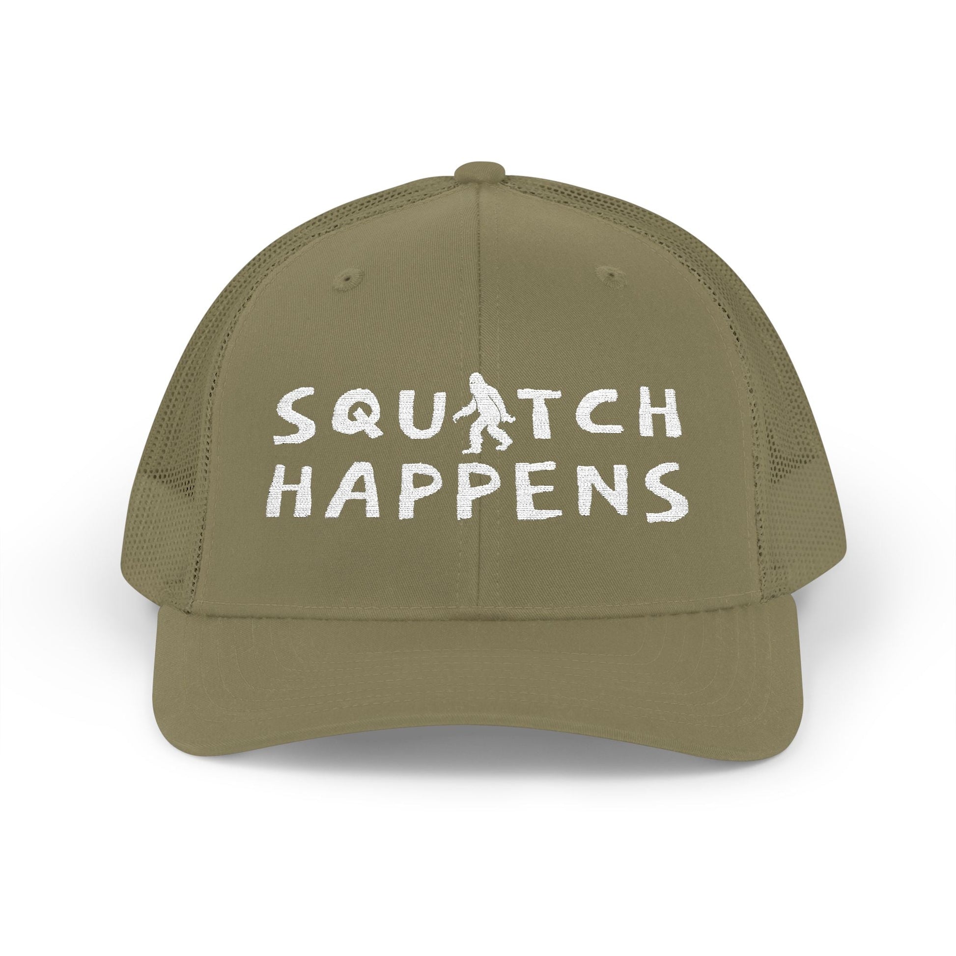 Hats - Squatch Happens Hat | Trucker Cap | Bigfoot, Funny from Crypto Zoo Tees