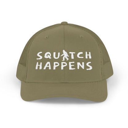 Hats - Squatch Happens Hat | Trucker Cap | Bigfoot, Funny from Crypto Zoo Tees