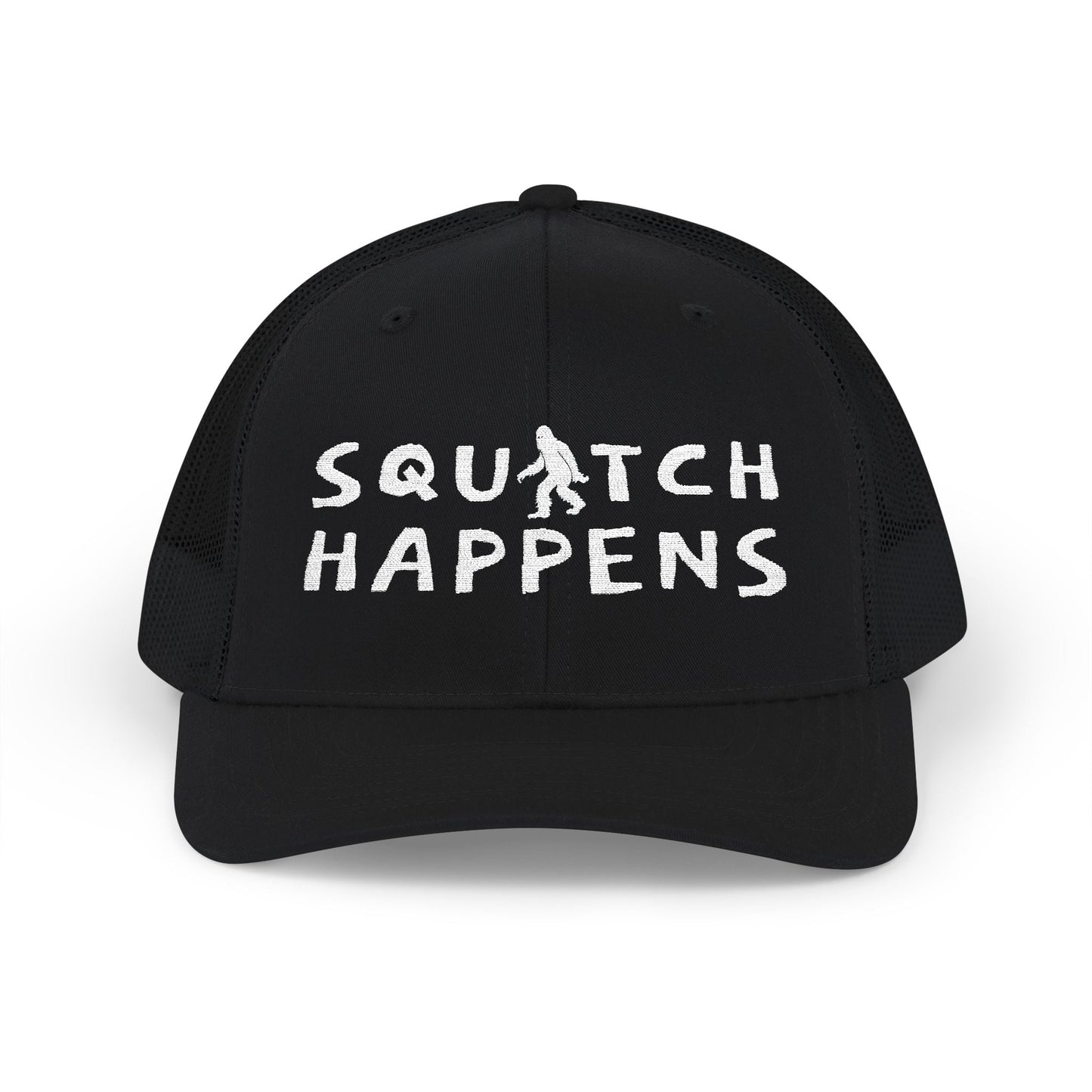 Hats - Squatch Happens Hat | Trucker Cap | Bigfoot, Funny from Crypto Zoo Tees