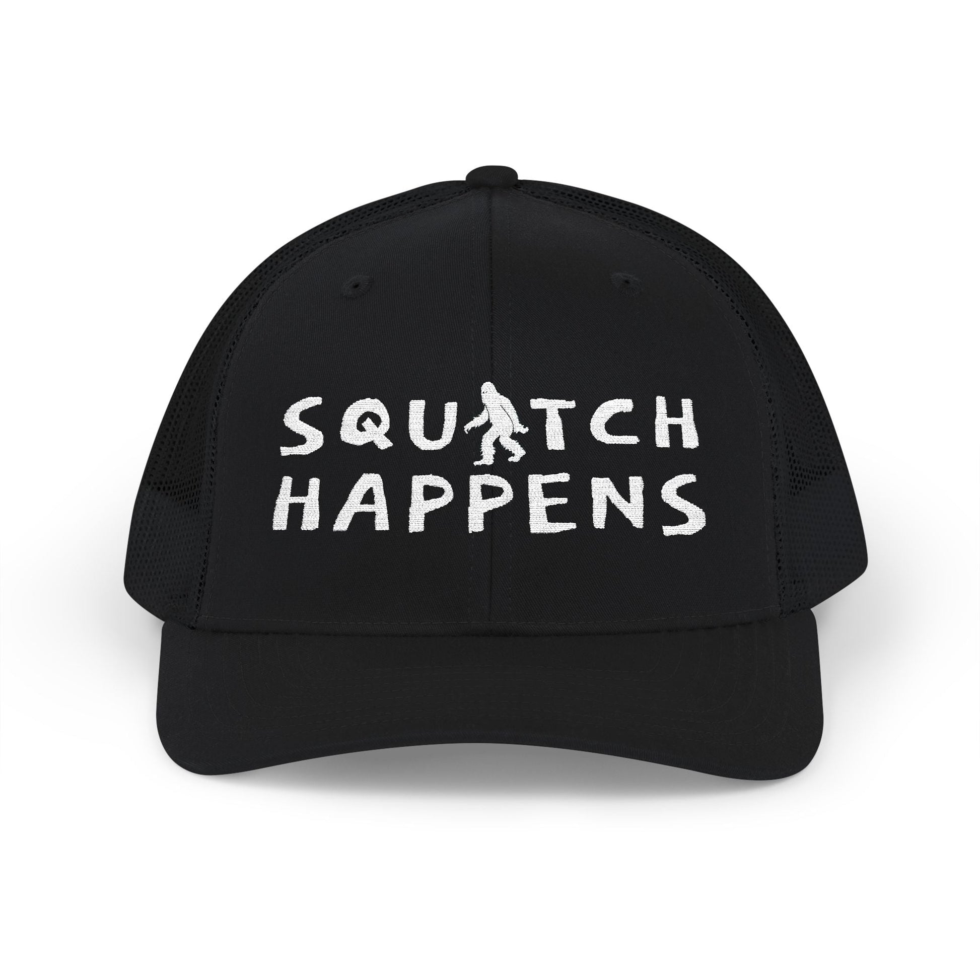Hats - Squatch Happens Hat | Trucker Cap | Bigfoot, Funny from Crypto Zoo Tees