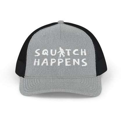 Hats - Squatch Happens Hat | Trucker Cap | Bigfoot, Funny from Crypto Zoo Tees