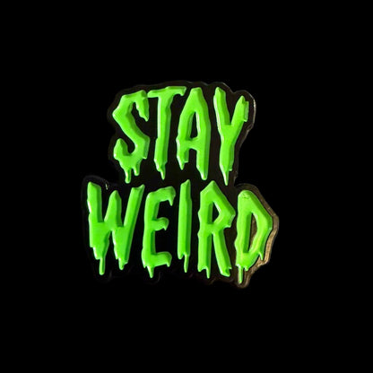  - Stay Weird Green Pinback Button | Pinback Button | Funny | Retro & Vintage from Crypto Zoo Tees