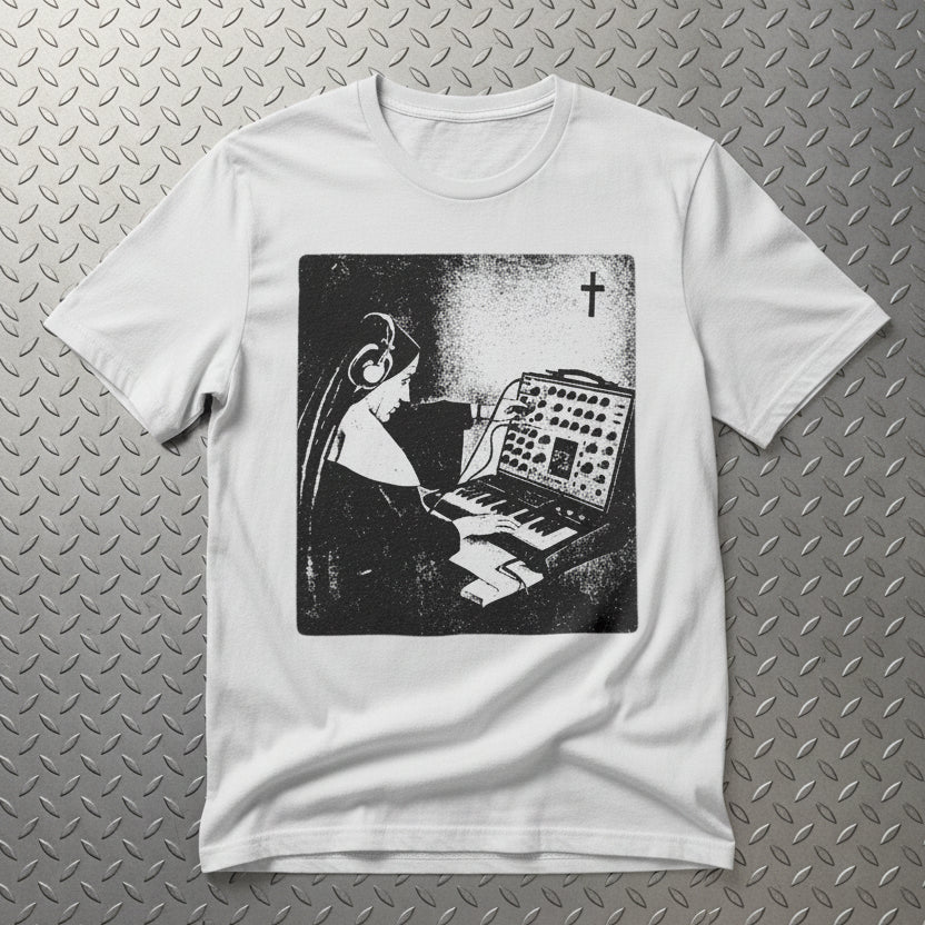 T-Shirt - Synth Nun Shirt | Light Fitted - Unisex Bella+Canvas 3001 | Music, Spiritual | Goth/Gothic from SHIRT MONSTERS