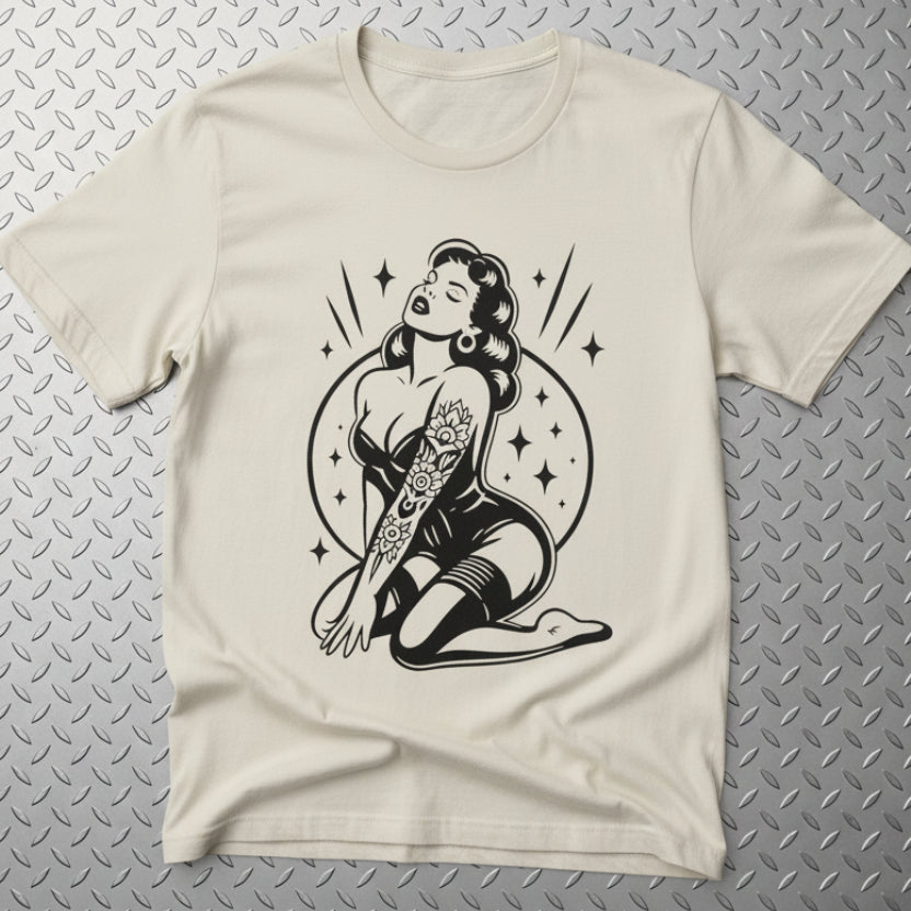 T-Shirt - Tattooed Pinup Girl Shirt | Tattoo, Retro & Vintage | Light Fitted - Unisex Bella+Canvas 3001 | Rockabilly from SHIRT MONSTERS