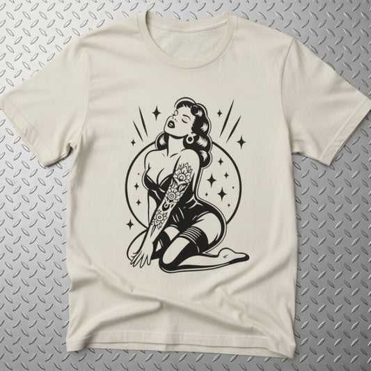 T-Shirt - Tattooed Pinup Girl Shirt | Tattoo, Retro & Vintage | Light Fitted - Unisex Bella+Canvas 3001 | Rockabilly from SHIRT MONSTERS
