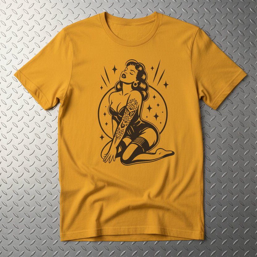 T-Shirt - Tattooed Pinup Girl Shirt | Tattoo, Retro & Vintage | Light Fitted - Unisex Bella+Canvas 3001 | Rockabilly from SHIRT MONSTERS