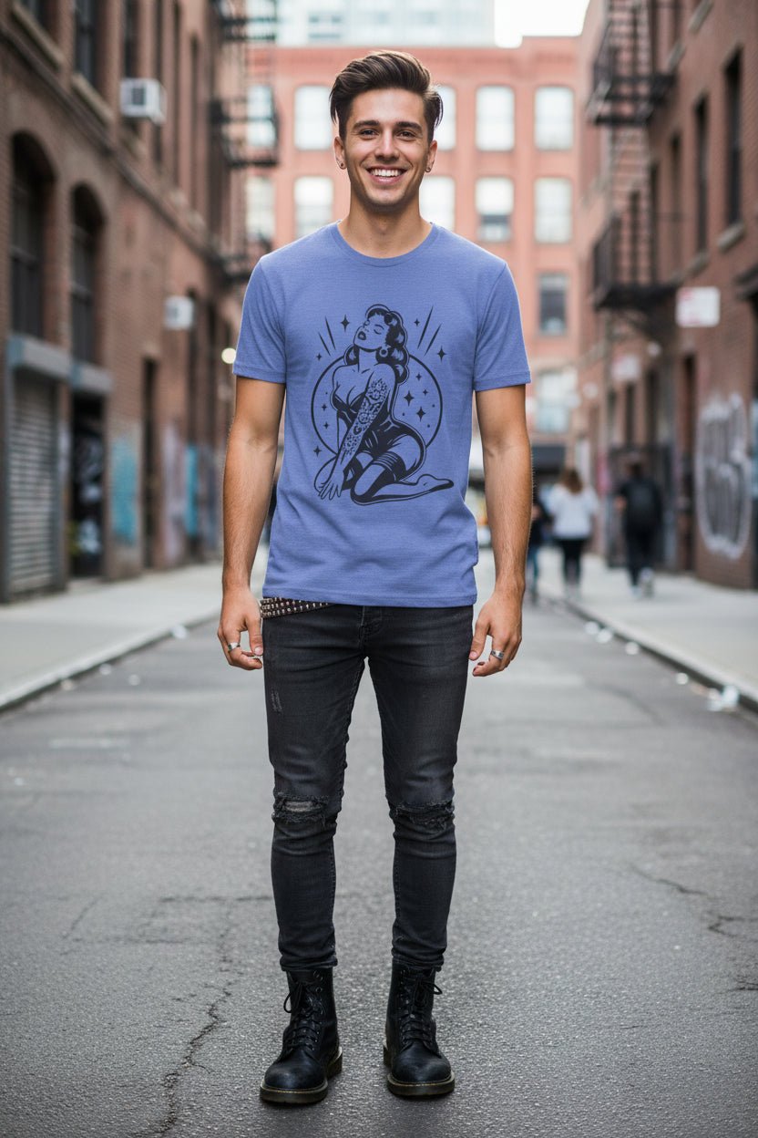 T-Shirt - Tattooed Pinup Girl Shirt | Tattoo, Retro & Vintage | Light Fitted - Unisex Bella+Canvas 3001 | Rockabilly from SHIRT MONSTERS