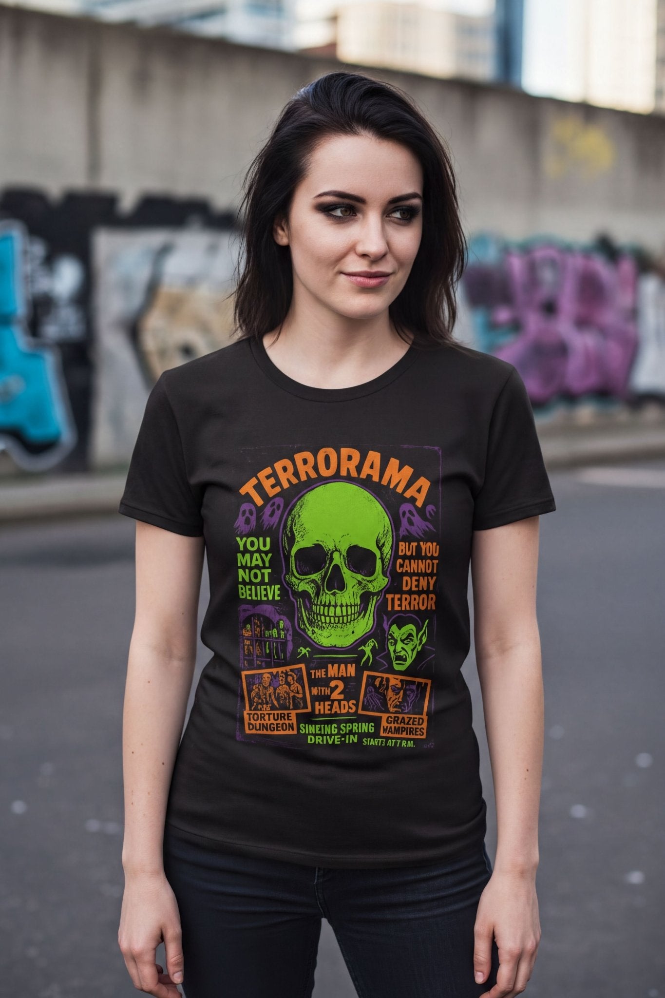 T-Shirt - Terrorama Retro Horror Tee - Vintage Horror Shirt | Ladies Tee from SHIRT MONSTERS