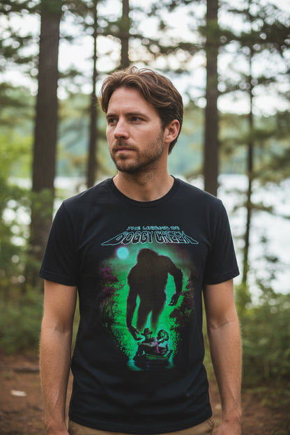 T-Shirt - The Legend of Boggy Creek - Bigfoot Movie | Bella + Canvas Unisex T-shirt from Crypto Zoo Tees